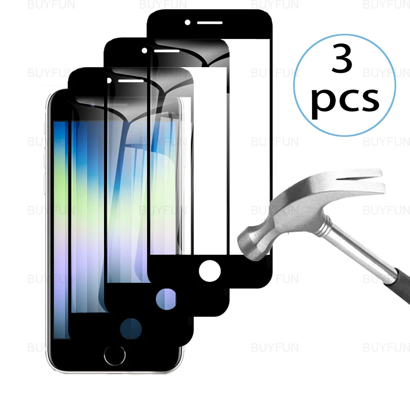 Закаленное стекло с черными краями для iPhone SE 3. 0 2022 дюйма Защитная пленка Apple i Phone 4