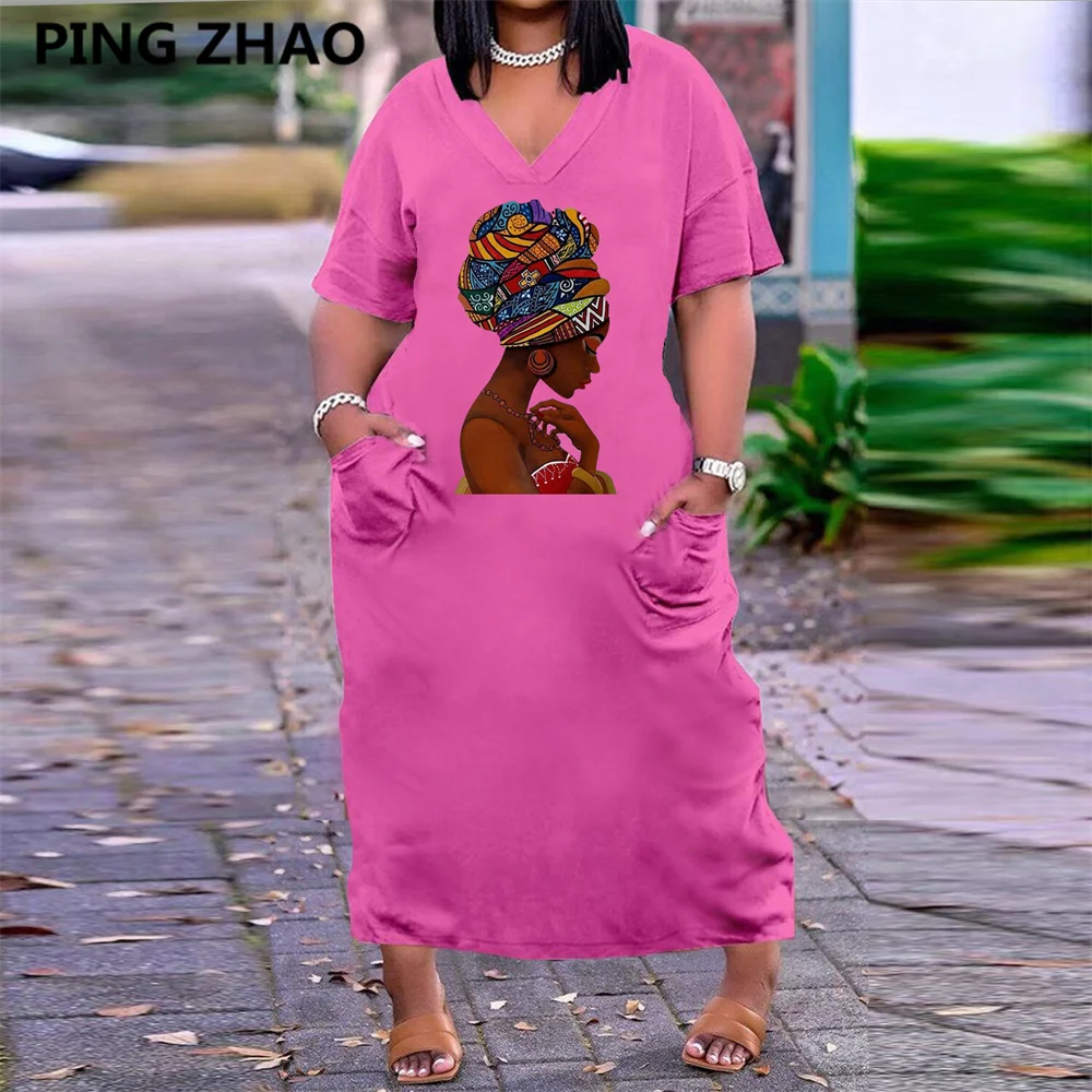 Женское длинное платье с коротким рукавом, V-образным вырезом и принтом
Женское длинное платье с коротким рукавом, V-образным вырезом и принтом