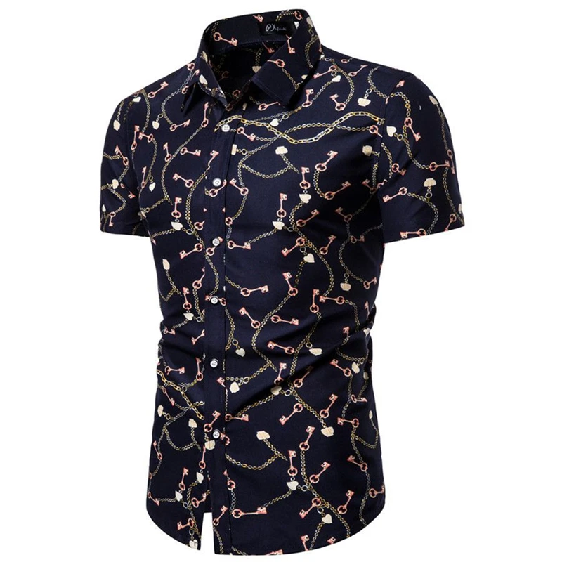 2023 Men Vintage Luxury Designer Chain Print Slim Business Casual Shirts Summer Fashion Lapel Short Sleeve Tops Camisa Masculina
2023 Men Vintage Luxury Designer Chain Print Slim Business Casual Shirts Summer Fashion Lapel Short Sleeve Tops Camisa Masculina