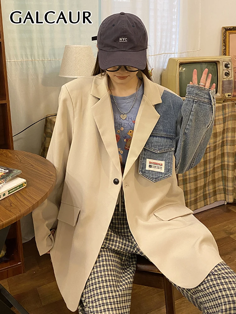 GALCAUR Korean Fashion Blazer For Women Notched Collar Long Sleeve Patchwork Colorblock Blazers Female Spring Clothing Style New
GALCAUR Korean Fashion Blazer For Women Notched Collar Long Sleeve Patchwork Colorblock Blazers Female Spring Clothing Style New