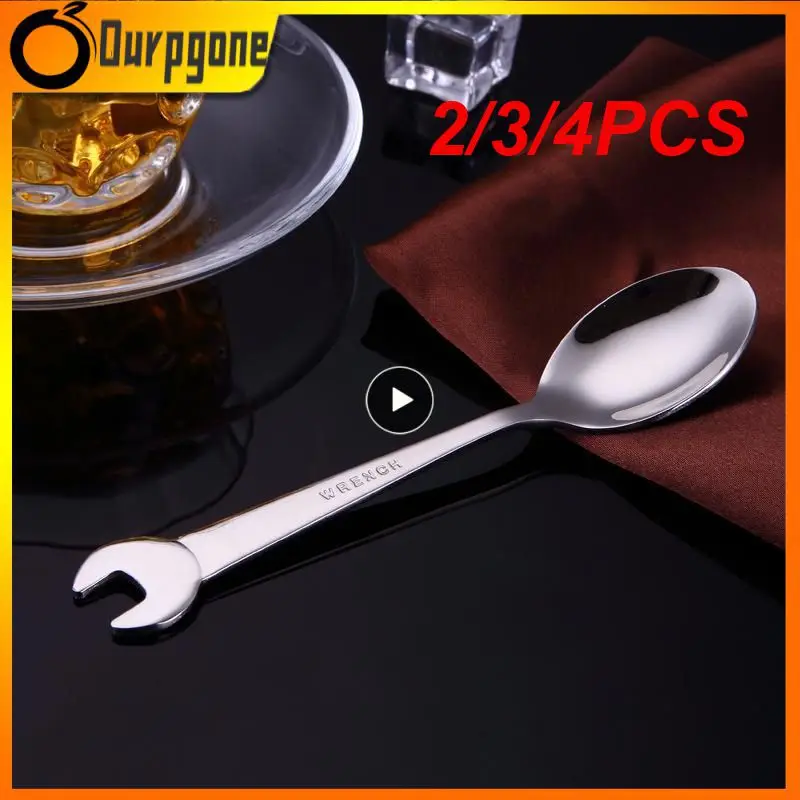 

2/3/4PCS Creative Long Forks Shape Wrench Fork Picnic Camping Dinnerware Wrench Spoon Kitchen Tools Accessories Tea Spoon