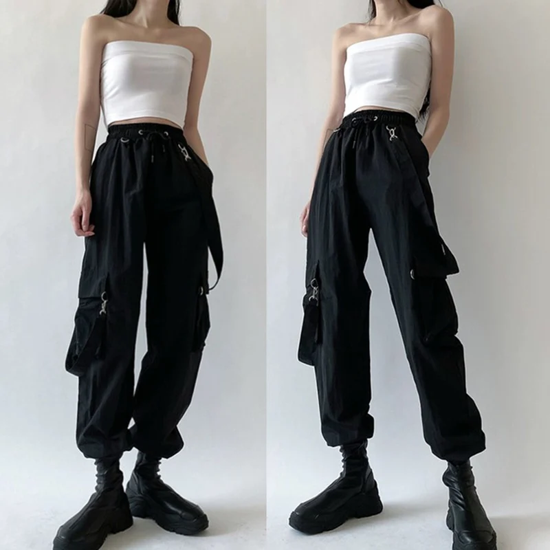 Women Fashion Harajuku Cargo Pants Black Detachable Strap Trousers Female Elastic Waist Streetwear Pants Plus Zise Casual Pants
Women Fashion Harajuku Cargo Pants Black Detachable Strap Trousers Female Elastic Waist Streetwear Pants Plus Zise Casual Pants