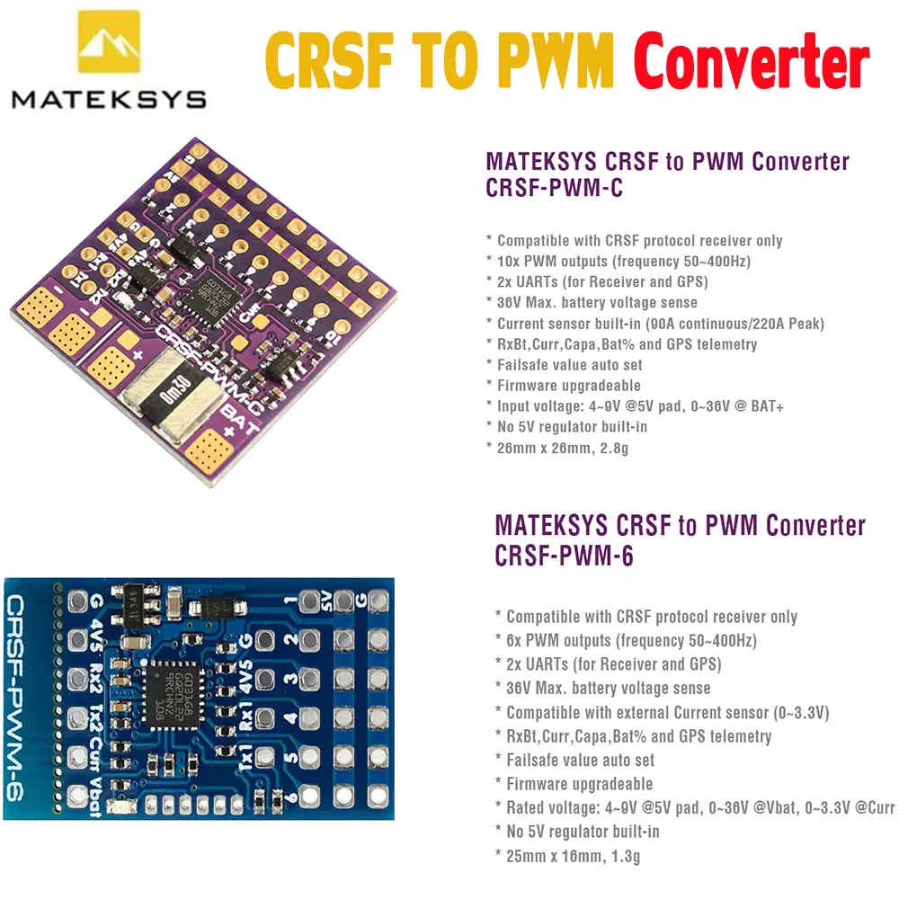 Конвертер MATEK CRSF в PWM CRSF-PWM-6 CRSF-PWM-C для TBS Crossfire Nano RX SE запчасти самостоятельной