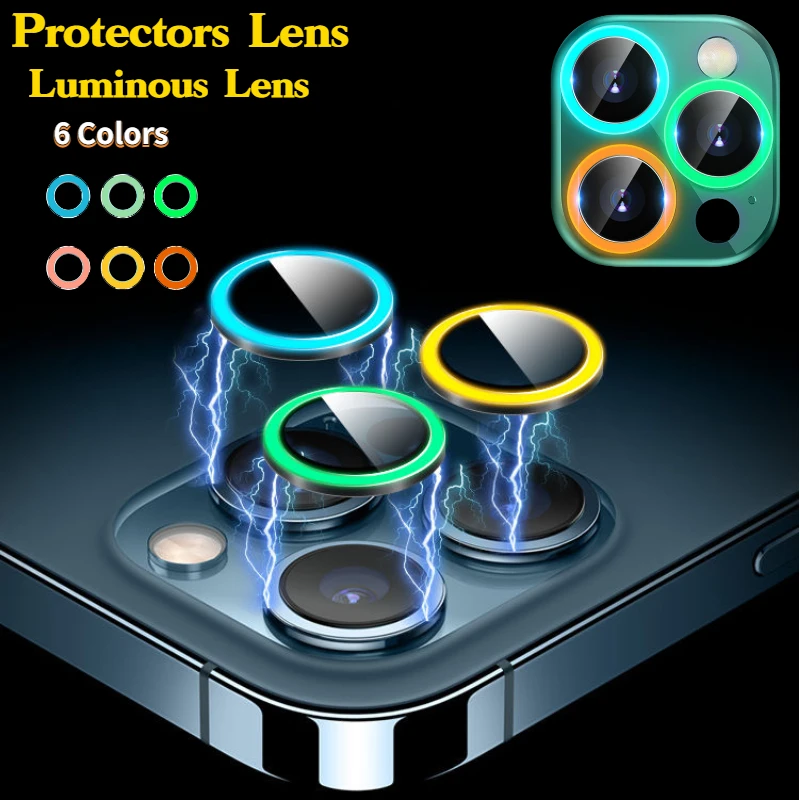 

For iPhone 13 12 Pro Max Camera Lens Protectors Luminous Camera Ring Glass for iPhone 11 11pro max 13mini 13pro Protective Film