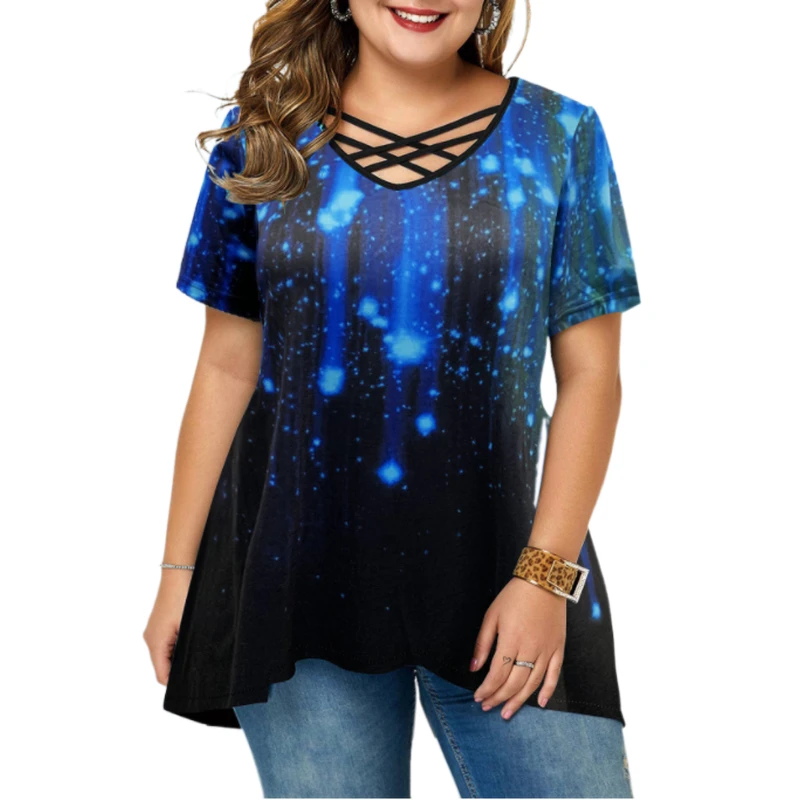5XL Plus Size Women Gradient Print Tunic T-Shirt Summer 2022 Casual Short Sleeve Irregular Hem Boho Oversized Tops Tunicas Mujer
5XL Plus Size Women Gradient Print Tunic T-Shirt Summer 2022 Casual Short Sleeve Irregular Hem Boho Oversized Tops Tunicas Mujer