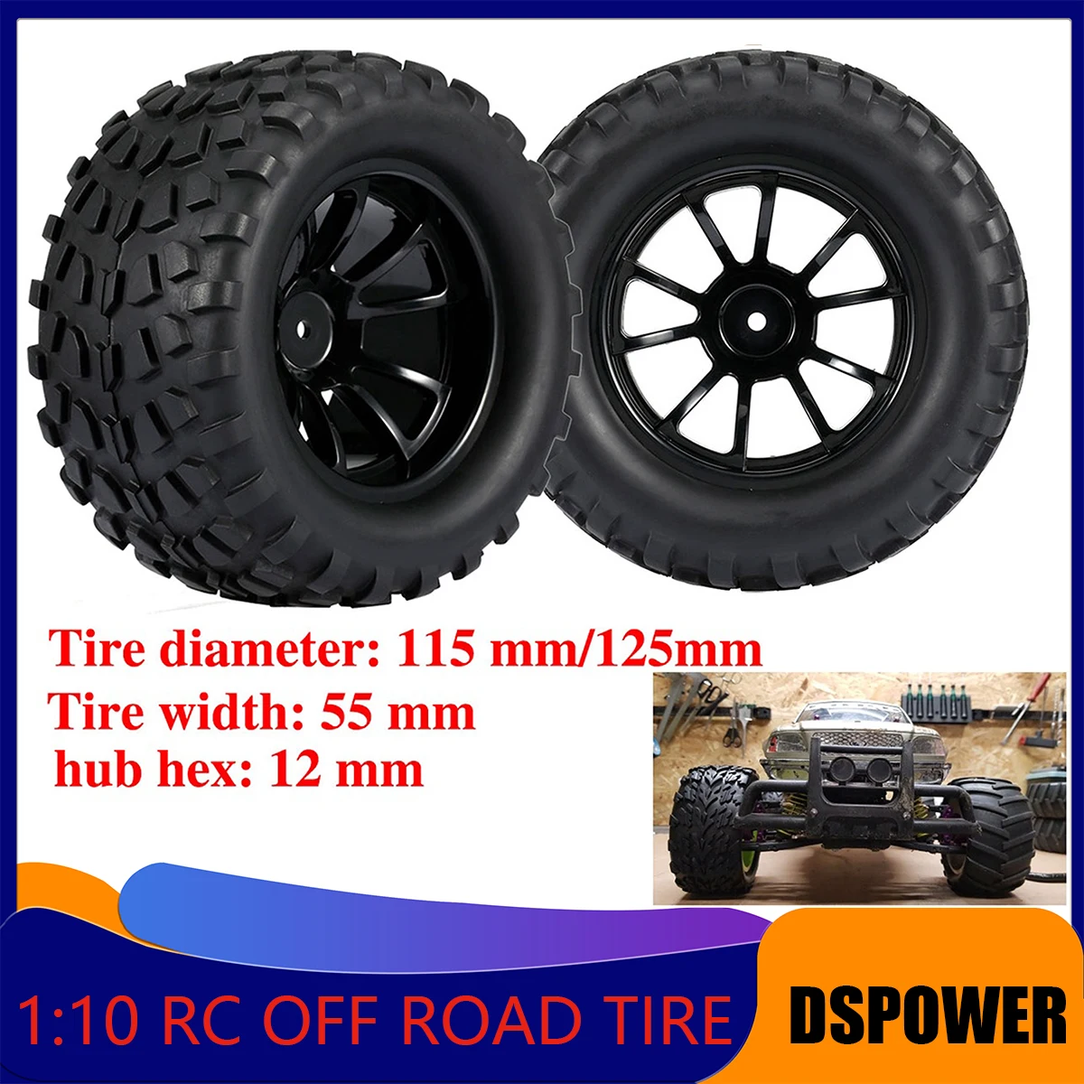 1/10 4PCS Tyre Wheel 120mm 125mm Monster Truck Tires Wheels Buggy for RC Car Crawler Traxxas Scx10 Redcat HSP Trx-4
1/10 4PCS Tyre Wheel 120mm 125mm Monster Truck Tires Wheels Buggy for RC Car Crawler Traxxas Scx10 Redcat HSP Trx-4