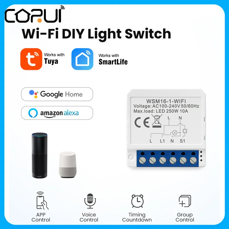 WiFi Breaker 1/2/3/4 Way Dual Control Light Switch Mini Module Remote Control Graffiti Intelligent Circuit Breaker Smart Home
WiFi Breaker 1/2/3/4 Way Dual Control Light Switch Mini Module Remote Control Graffiti Intelligent Circuit Breaker Smart Home