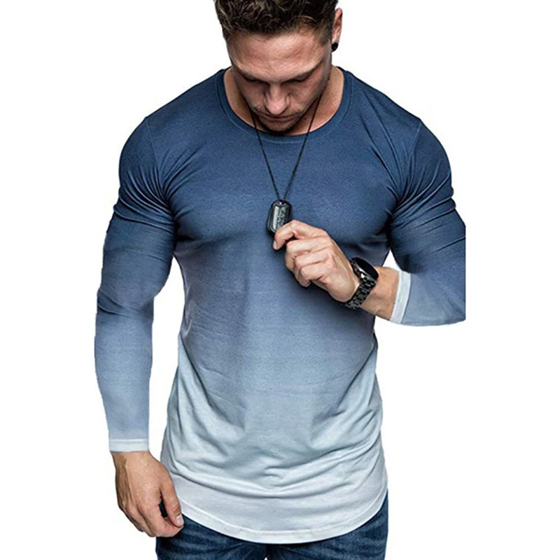 High Quality Sports T Shirts Fashion Gradient Color Tshirt Slim Fit Sports Long Sleeve T Shirt For Men Hot Sale Male Top
High Quality Sports T Shirts Fashion Gradient Color Tshirt Slim Fit Sports Long Sleeve T Shirt For Men Hot Sale Male Top