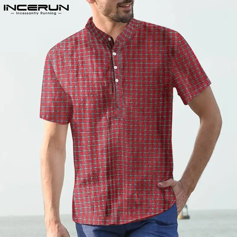 2022 Summer Men Casual Shirt Plaid Stand Collar Short Sleeve Breathable Streetwear Men Clothing Vacation Camisas S-3XL INCERUN
2022 Summer Men Casual Shirt Plaid Stand Collar Short Sleeve Breathable Streetwear Men Clothing Vacation Camisas S-3XL INCERUN