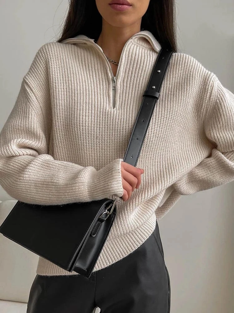 Women's Turtleneck Zippers Fashion Women Sweaters Solid Green Blue Pullover Long Sleeve Casual Knitted Sweater Woman Winter 2022
Women's Turtleneck Zippers Fashion Women Sweaters Solid Green Blue Pullover Long Sleeve Casual Knitted Sweater Woman Winter 2022