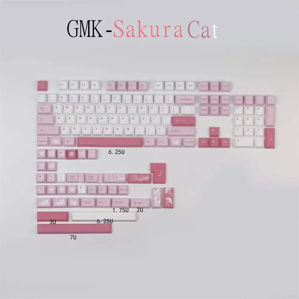 Mechanical Keyboard Keycaps GMK Sakura Cat 140 Keys Cherry PBT DYE- Sublimation Keycap With 1.25U 1.75U 2U Shift 7U Space Bar
Mechanical Keyboard Keycaps GMK Sakura Cat 140 Keys Cherry PBT DYE- Sublimation Keycap With 1.25U 1.75U 2U Shift 7U Space Bar