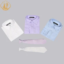 Baby Boys Shirts Long Sleeve 2-13 Years Top Kids Suits Formal Blouse for Wedding Blue White and Purple Solid Student Uniform