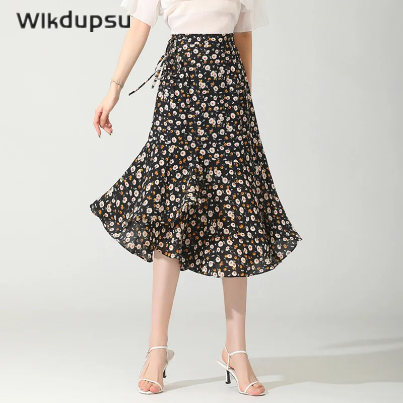 Mermaid Skirts Women Spring Summer Floral Print Sexy Chiffon High Waist Boho Korean Style Fashion Elegant Midi Long Skirt Female
Mermaid Skirts Women Spring Summer Floral Print Sexy Chiffon High Waist Boho Korean Style Fashion Elegant Midi Long Skirt Female
