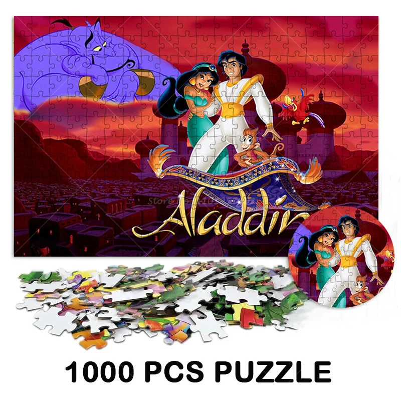

Disney Movie Aladdin Jigsaw Puzzle 1000 PCS Cartoon Princess Jasmine Puzzle Toy Children's Educational Toys DIY Handmade Gift
