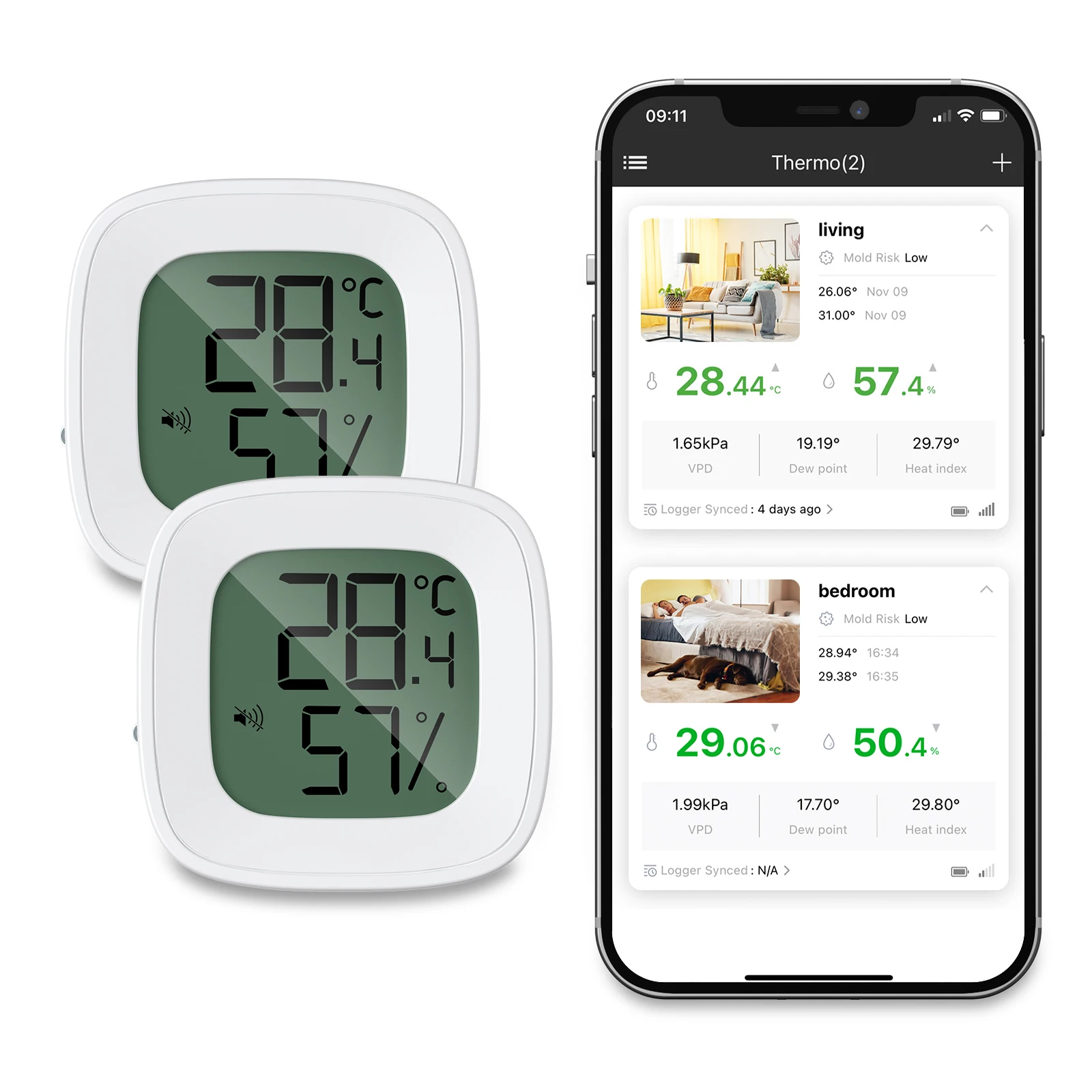 ORIA Bluetooth термометр и гигрометр 2PCS
ORIA Bluetooth термометр и гигрометр 2PCS