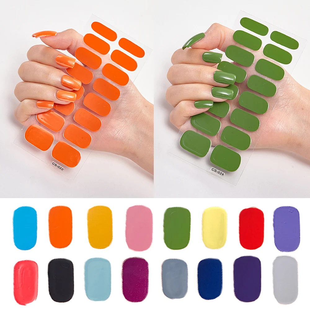 

3D Matte Foil Full Nail Wraps DIY Manicure 16Tips Nail Sticker Nail Decal Full Cover Solid Color Self-adhesive Waterproof