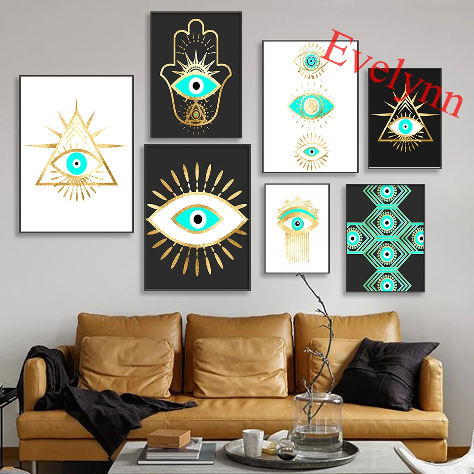 Evil Eye Black And Gold Foil Geometric Bohemian Canvas Prints Posters Wall Art Picture Modern Home Living Room Decor Painting
Evil Eye Black And Gold Foil Geometric Bohemian Canvas Prints Posters Wall Art Picture Modern Home Living Room Decor Painting