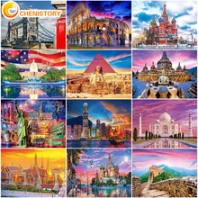 CHENISTORY Beautiful City Diy Painting By Numbers Kit Oil Paints Picture By Numbers Photo New Arrive Home Decor Wall Art Drawing