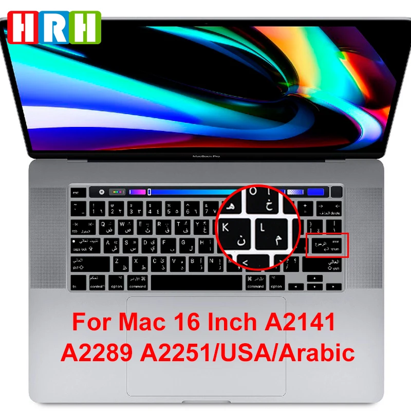 Черный силиконовый чехол HRH с арабской клавиатурой для MacBook New Pro 16 2019 A2141 M1 Chip A2338/A2251/A2289 2020 +
Черный силиконовый чехол HRH с арабской клавиатурой для MacBook New Pro 16 2019 A2141 M1 Chip A2338/A2251/A2289 2020 +