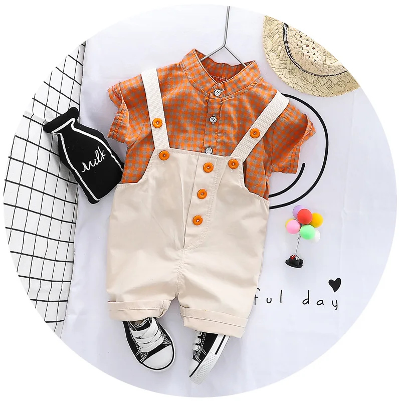 Summer New Clothing for Boys Plaid Kids Clothing Sets Fashion Baby Boys Clothes Strap Shorts 2 Pcs Children's Clothing 1-5 Y
Summer New Clothing for Boys Plaid Kids Clothing Sets Fashion Baby Boys Clothes Strap Shorts 2 Pcs Children's Clothing 1-5 Y