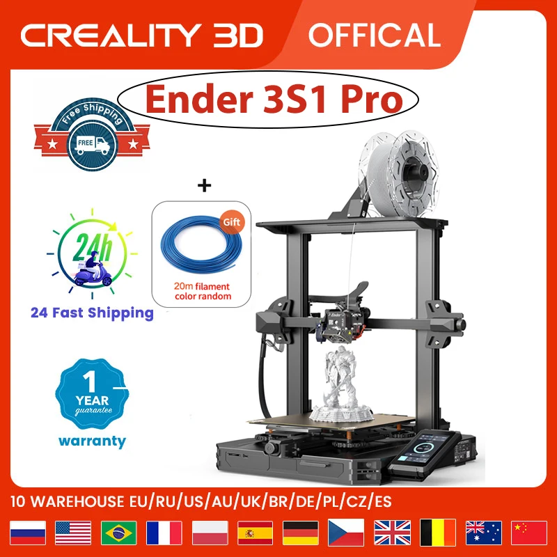 Creality Official Ender-3 S1 Pro 3D Printer CR Touch Auto Leveling LED Light Removable PEI Spring Platform With Silient Board
Creality Official Ender-3 S1 Pro 3D Printer CR Touch Auto Leveling LED Light Removable PEI Spring Platform With Silient Board