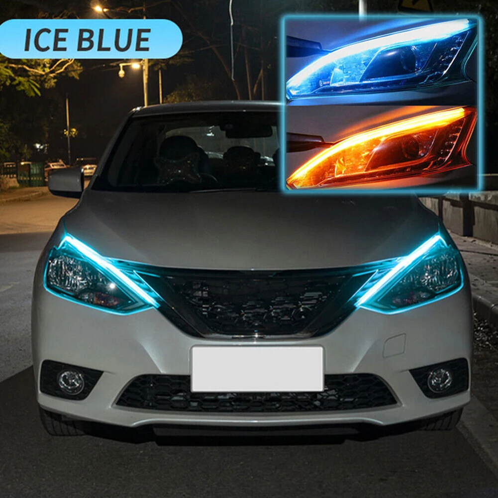 2pcs LED DRL Car Daytime Running Light Flexible Waterproof Strip Auto Headlights Ice Blue+Amber Turn Signal Brake Flow Lights
2pcs LED DRL Car Daytime Running Light Flexible Waterproof Strip Auto Headlights Ice Blue+Amber Turn Signal Brake Flow Lights