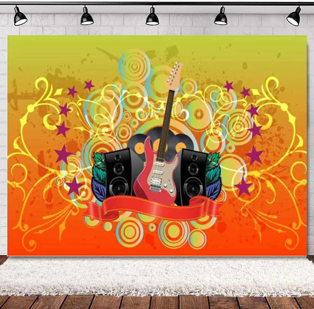 Rock Band Photography Backdrop Guitar And Sound Band Stage Rock And Roll Theme Orange Background Music Live Scene Photoshoot
Rock Band Photography Backdrop Guitar And Sound Band Stage Rock And Roll Theme Orange Background Music Live Scene Photoshoot