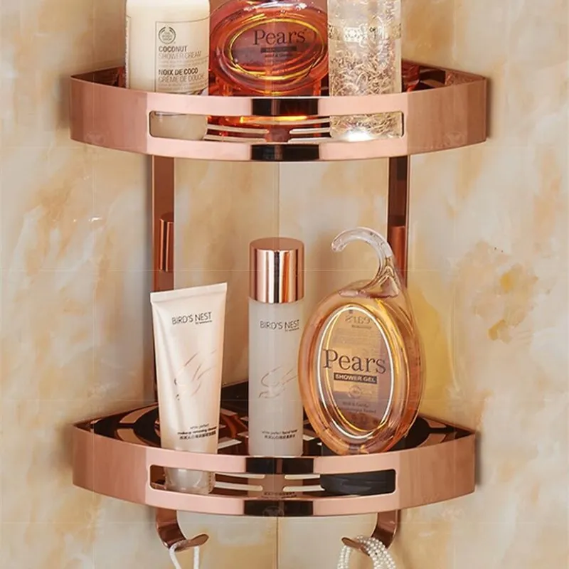 New brass Wall Mounted Black/gold/Chrome/rose gold four colors, single and double layer Stainless Steel Bathroom Storage Holder
New brass Wall Mounted Black/gold/Chrome/rose gold four colors, single and double layer Stainless Steel Bathroom Storage Holder