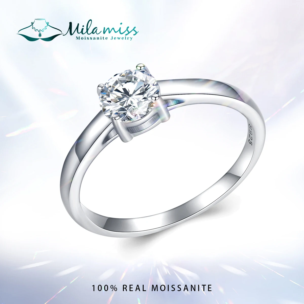 

Женское кольцо с муассанитом MILAMISS, обручальное кольцо с круглым покрытием и бриллиантом диаметром 0,6 карата, VVS1
