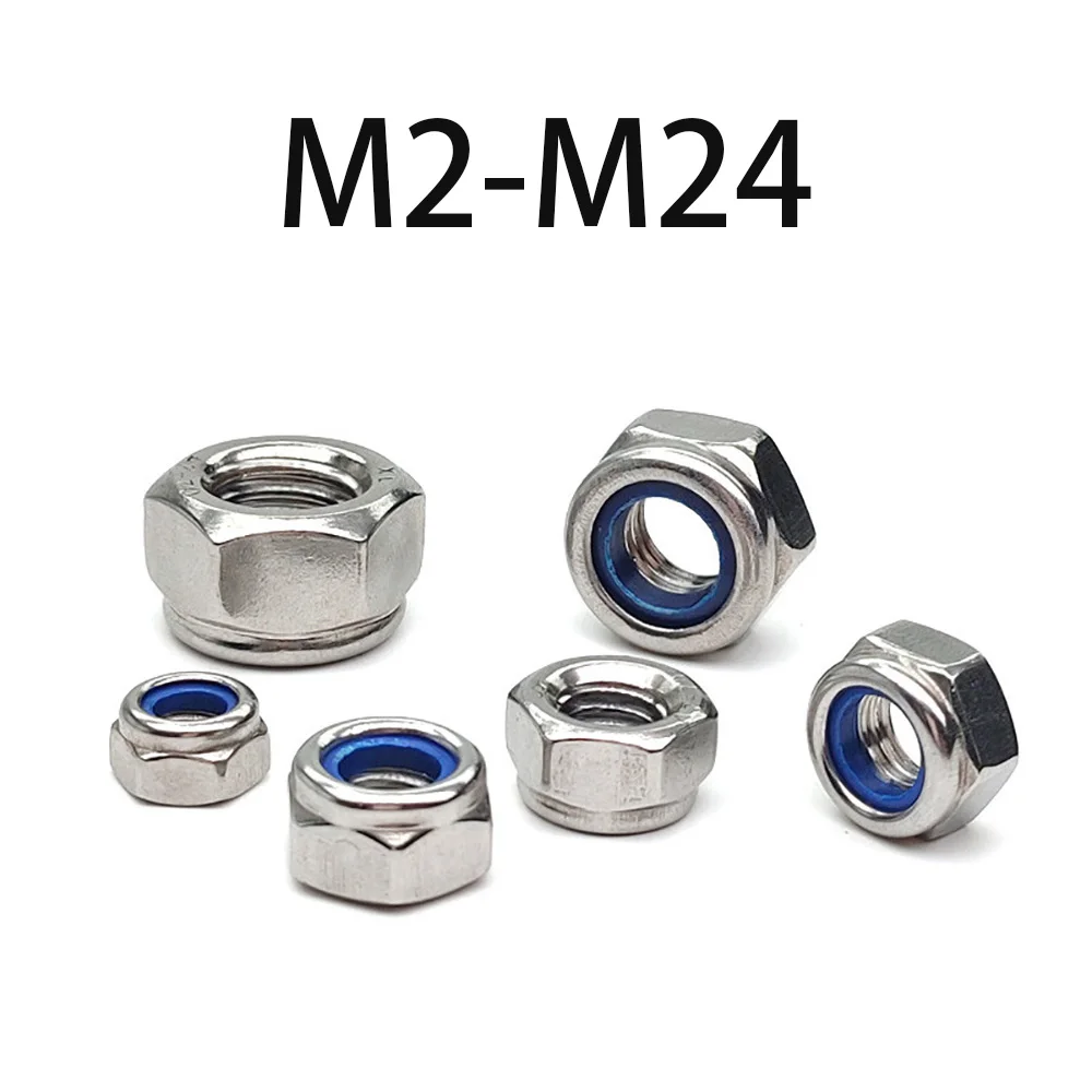 

Hex Nylon Insert Lock Nuts M2 M2.5 M3 M4 M5 M6 M8 M10 M12 M14 M16 M18 M20 M22 M24 304 Stainless Steel Self-locking Nut Locknut