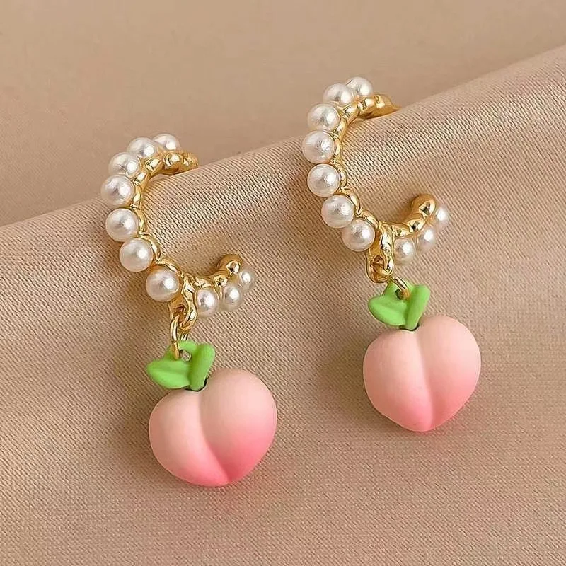 Cute Pink Peach Pendant Earrings For Women Statement Engagement Wedding Jewelry Girl Gift Fashion Imitation Pearl Stud Earrings
Cute Pink Peach Pendant Earrings For Women Statement Engagement Wedding Jewelry Girl Gift Fashion Imitation Pearl Stud Earrings