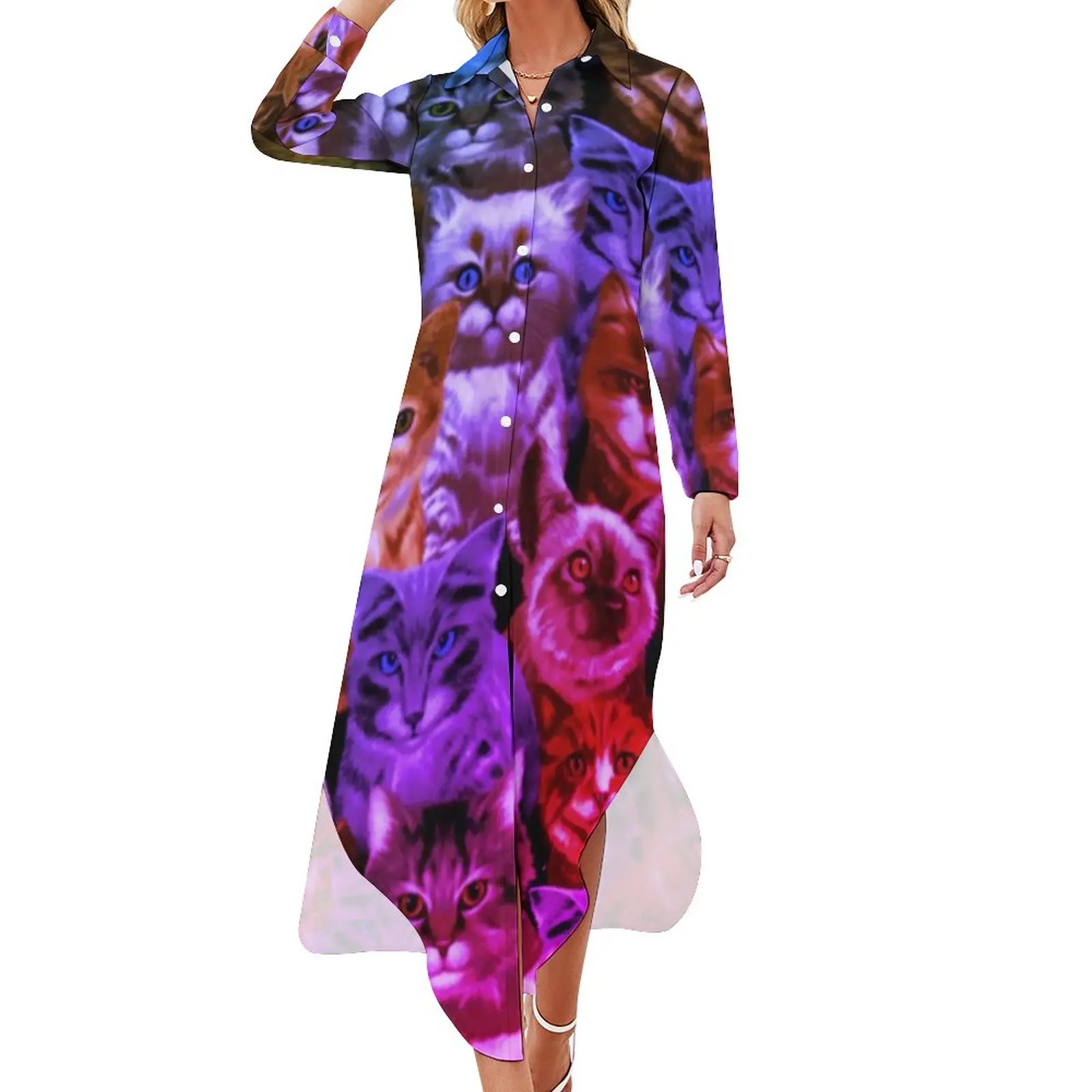 Funny Cat Print Chiffon Dress Cats Timeless Treasures Beach Dresses Womens Long Sleeve Aesthetic V Neck Oversized Casual Dress
Funny Cat Print Chiffon Dress Cats Timeless Treasures Beach Dresses Womens Long Sleeve Aesthetic V Neck Oversized Casual Dress