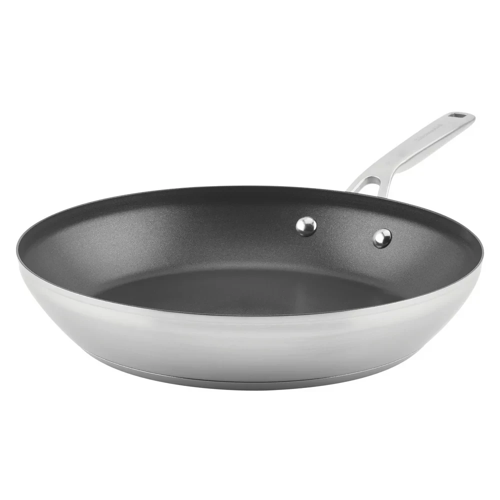 

Base Stainless Steel Nonstick Induction Frying Pan, 12 inch, Brushed Stainless Steel