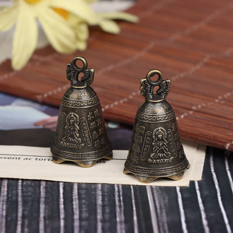 

1Pc Antique Bell Chinese Mini Sculpture Pray Guanyin Buddha Bell Shui Feng Bell
