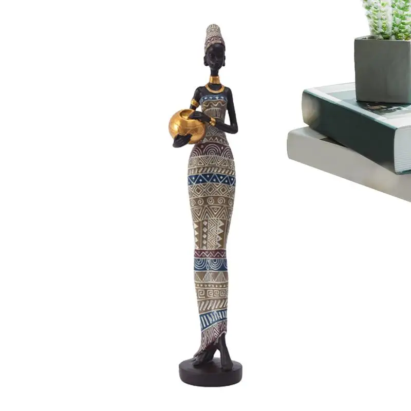 

Фигурки и статуи в африканском стиле, винтажные черные украшения из смолы, ретро африканские ремесла, экзотическая скульптура для домашнего рабочего стола, Декор