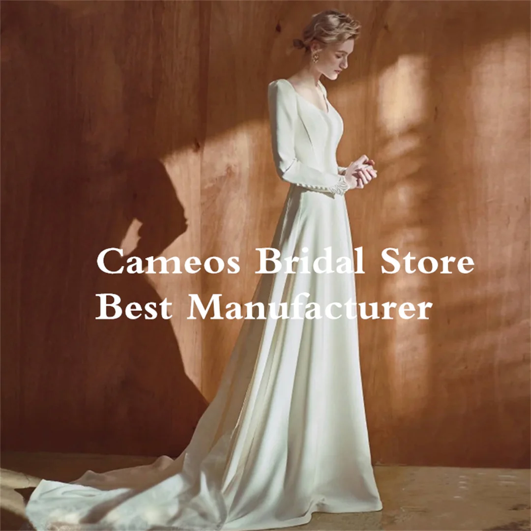 Женское свадебное платье с V-образным вырезом, длинным рукавом и открытой спиной
Женское свадебное платье с V-образным вырезом, длинным рукавом и открытой спиной