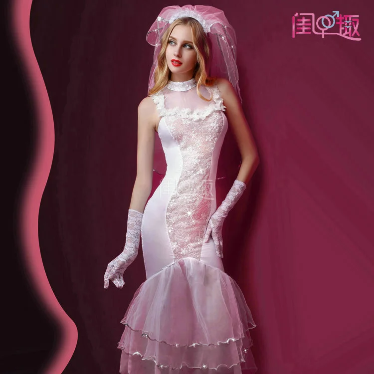 New Sexy Lingerie Sexy White Wedding Dress Stage Wedding Dress Cosplay Uniform Temptation Hollow Perspective Passion Cosplay 
New Sexy Lingerie Sexy White Wedding Dress Stage Wedding Dress Cosplay Uniform Temptation Hollow Perspective Passion Cosplay