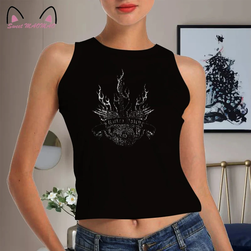 Women's Tank Top Gothic Graphic Print Crop Top Women White Punk Street Style Apaghetti Strap Bodycon Cami Top Streetwear 2022
Women's Tank Top Gothic Graphic Print Crop Top Women White Punk Street Style Apaghetti Strap Bodycon Cami Top Streetwear 2022