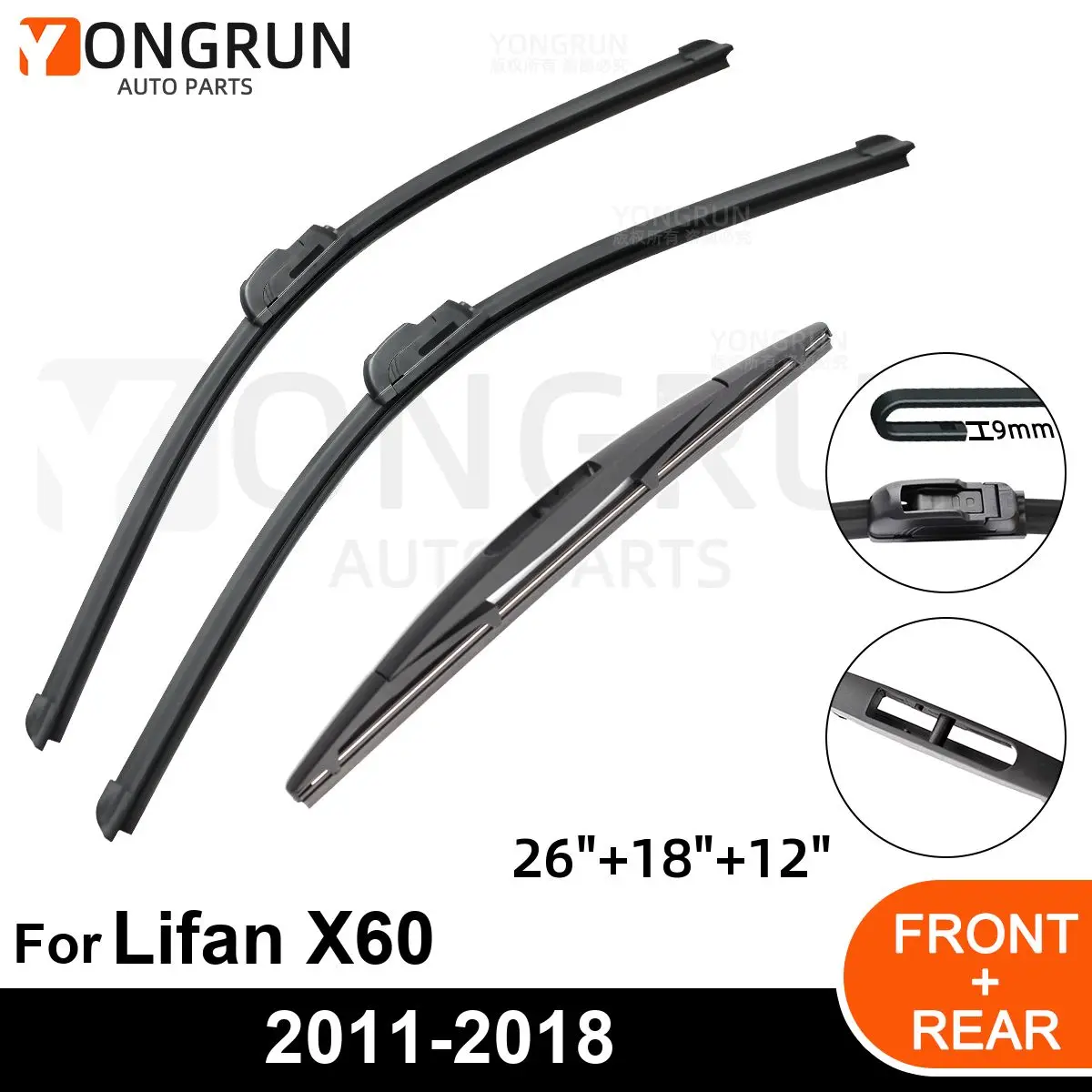 Car Windshield Windscreen Front Rear Wiper Blade Rubber Accessories For Lifan X60 26" 18" 12" 2011-2018 2013 2014 2015 2016 2017
Car Windshield Windscreen Front Rear Wiper Blade Rubber Accessories For Lifan X60 26" 18" 12" 2011-2018 2013 2014 2015 2016 2017