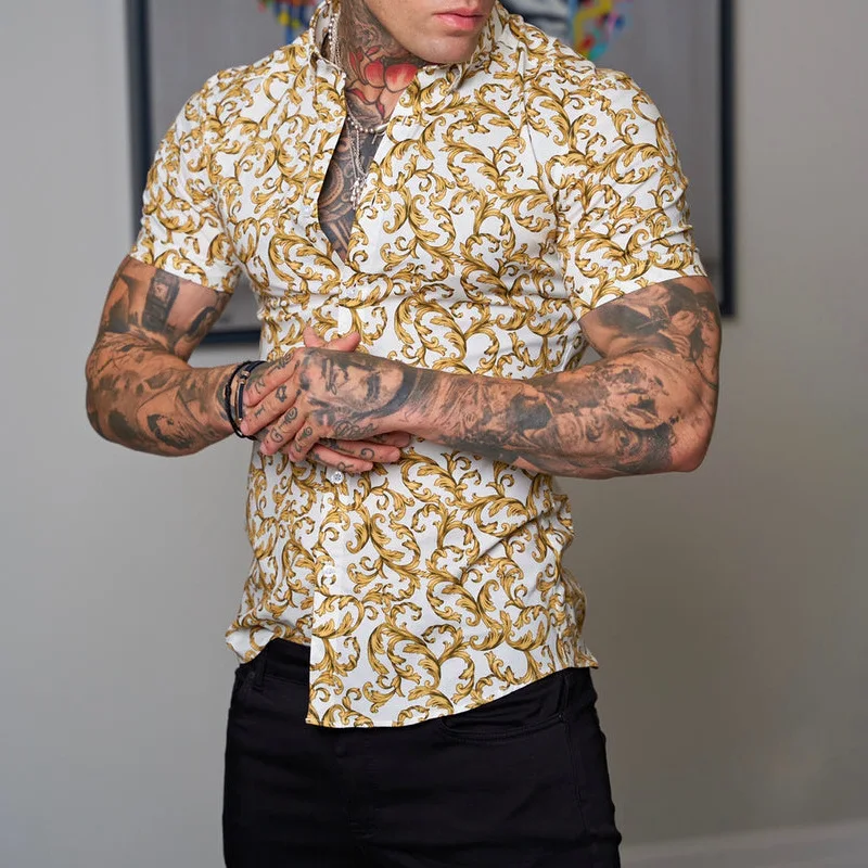 2022 Foreign Trade New Men's Casual Shirts Breathable Gold Print Spot Lapel Youth Summer Slim Short Sleeve Shirts
2022 Foreign Trade New Men's Casual Shirts Breathable Gold Print Spot Lapel Youth Summer Slim Short Sleeve Shirts