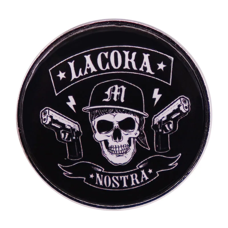 La Coka Nostra Skull American Hip Hop Enamel Brooch Pin Jacket Lapel Metal Pins Brooches Badge Exquisite Jewelry Accessories 
La Coka Nostra Skull American Hip Hop Enamel Brooch Pin Jacket Lapel Metal Pins Brooches Badge Exquisite Jewelry Accessories