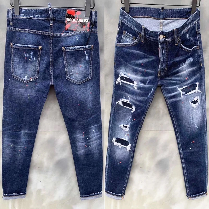 EH·MD® Scratched Holes Embroidered Jeans Men's High Elastic Slim Fit Small Feet Inner Zipper Large Leather Label Splash Dot New
EH·MD® Scratched Holes Embroidered Jeans Men's High Elastic Slim Fit Small Feet Inner Zipper Large Leather Label Splash Dot New