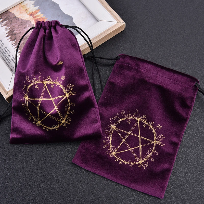 

1pc Velvet Pentagram Tarot Storage Bag Board Game Cards Embroidery Drawstring Package Witchcraft Supplies For Altar Tarot Bags