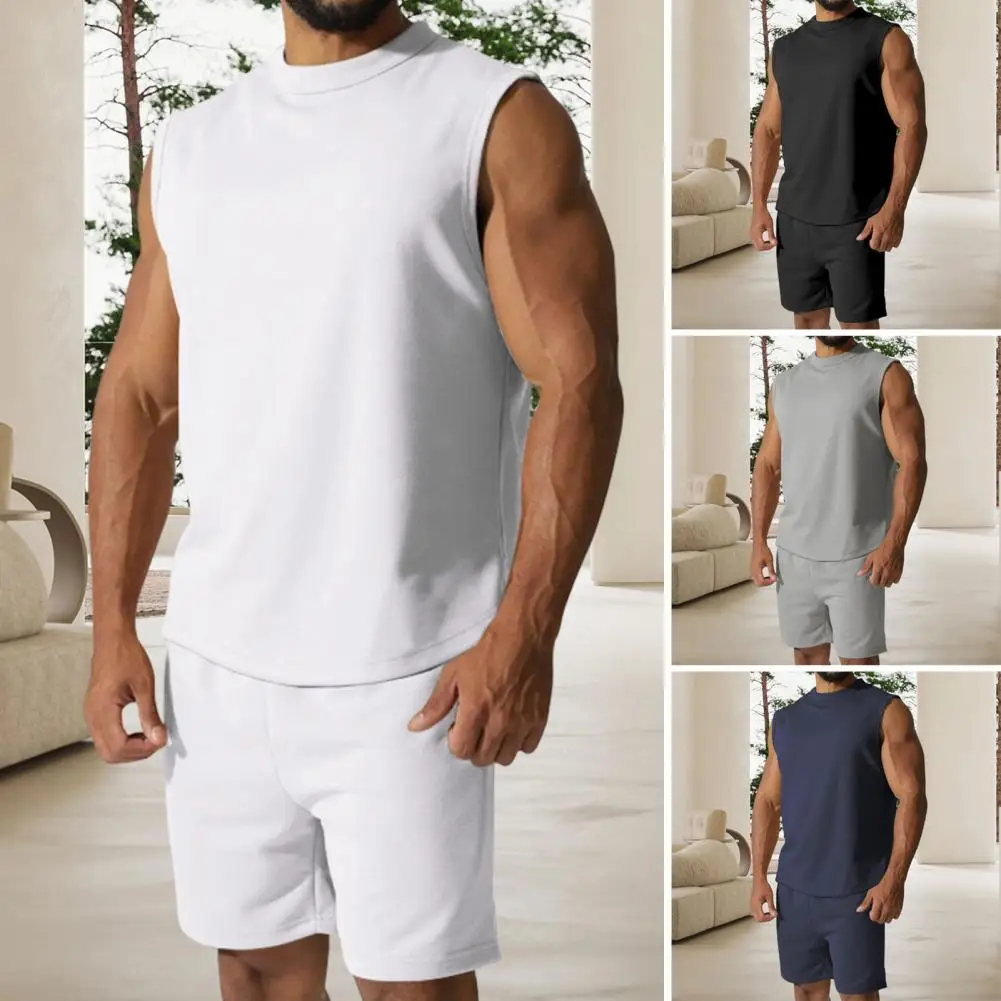 2Pcs/Set O-Neck Sleeveless Elastic Waistband Drawstring Pockets Casual Outfit Solid Color Vest Male Shorts Sport Suit Streetwear
2Pcs/Set O-Neck Sleeveless Elastic Waistband Drawstring Pockets Casual Outfit Solid Color Vest Male Shorts Sport Suit Streetwear