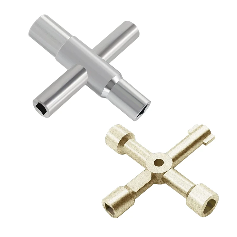 2 Pack 4 Way Sillcock Key Wrench Water Key Handheld Repair Tool Wrench For Valve Faucet Cabinet Opening Key And Spigots 
2 Pack 4 Way Sillcock Key Wrench Water Key Handheld Repair Tool Wrench For Valve Faucet Cabinet Opening Key And Spigots