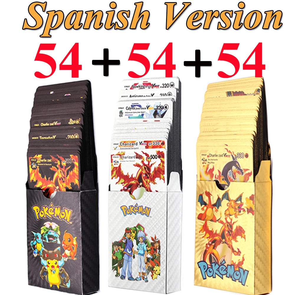 55-165pcs Spanish Pokemon Cards Imitation Metal Card Gold Vmax Charizard Pikachu Rare Collection Battle Trainer Child Toys Gift 
55-165pcs Spanish Pokemon Cards Imitation Metal Card Gold Vmax Charizard Pikachu Rare Collection Battle Trainer Child Toys Gift