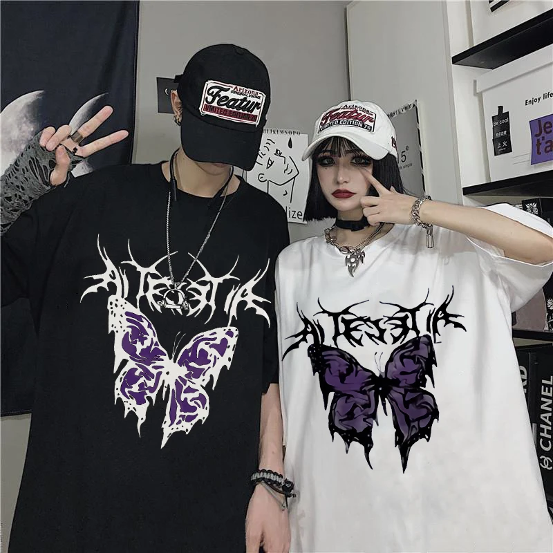 Women'S Fashion Printed T-Shirt Gothic Trend T-Shirt Summer Couple Harajuku Hip Hop O Collar Butterfly Top Loose Punk Clothing
Women'S Fashion Printed T-Shirt Gothic Trend T-Shirt Summer Couple Harajuku Hip Hop O Collar Butterfly Top Loose Punk Clothing