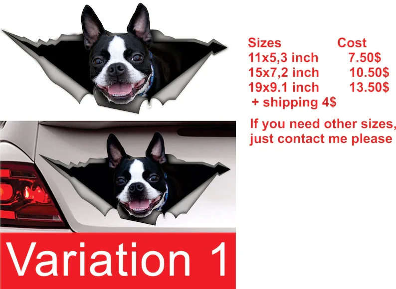 Boston Terrier decal, dog car decal, Vinyl decal, car decoration, boston terrier sticker, pet decal
Boston Terrier decal, dog car decal, Vinyl decal, car decoration, boston terrier sticker, pet decal