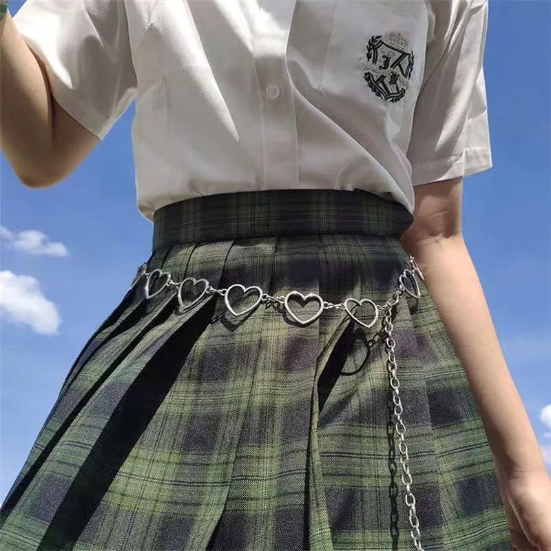 

JK Style Girls Waistband Pants Waist Chain Heart Hollow Girdle Women Hip Hop Style Fashion Fine Waist Belts Anime Lolita Costume
