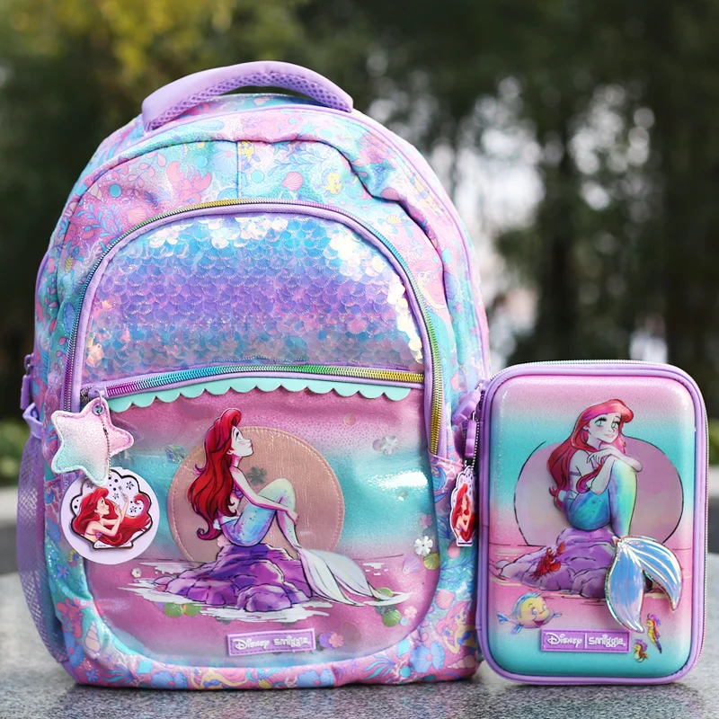 

Genuine Disney Australia Smiggle Mermaid School Bag Children Stationery Student Pen Case Lunch Bag Backpack Set Toy Gift